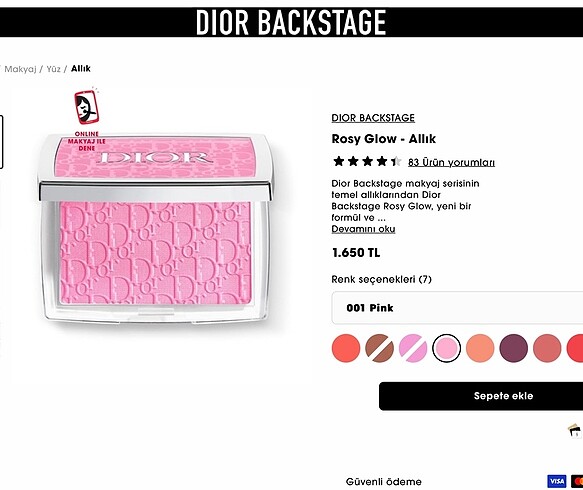 Beden Dior 001 pembe allık