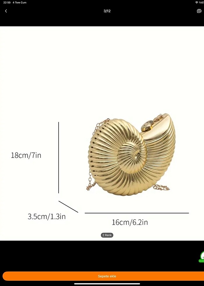 Deniz kabuğu tasarım kol çantası - Görsel 3