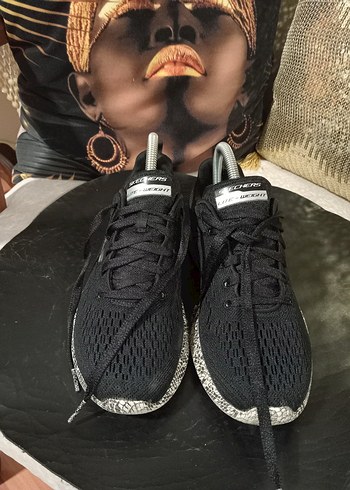 Skechers 38 orjınal skecers Yılan Desenli Siyah Gri Spor Ayakkabı