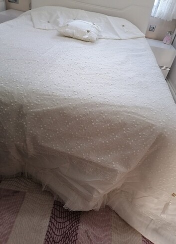  Beden beyaz Renk Krem yatak örtüsü