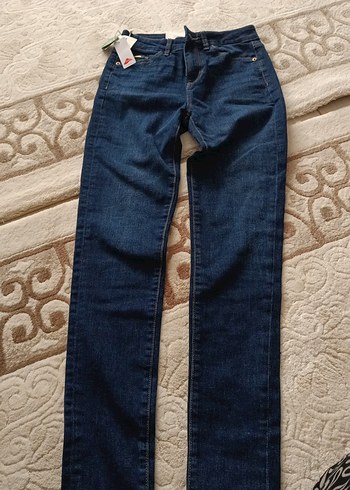 Düğmeli Koyu Kahverengi Kadın Denim Pantolon
