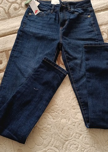 Diğer Düğmeli Koyu Kahverengi Kadın Denim Pantolon