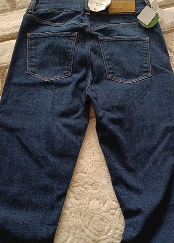 34 Beden lacivert Renk Düğmeli Koyu Kahverengi Kadın Denim Pantolon