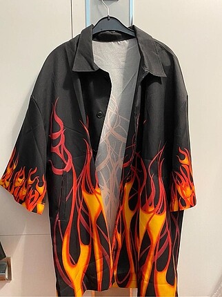 Sheinside Streetwear Flame Alev Üst