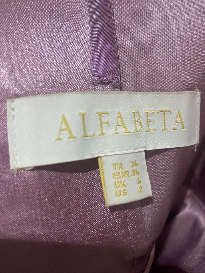 Alfabeta gül kurusu tafta elbise - Görsel 3