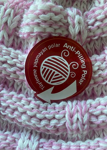 Pembe Nakışlı Çocuk Atkı ponponlu Bere Eldiven Seti - Görsel 4