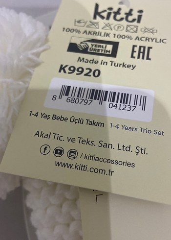 Beyaz Çocuk Bere ve Atkı Seti - Görsel 5