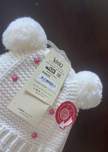 Beyaz Çocuk Bere ve Atkı Seti - Görsel 2