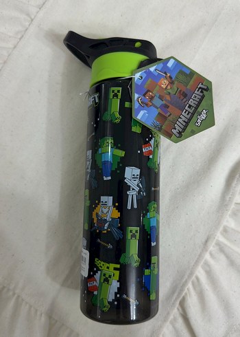 Minecraft Desenli Çocuk Termos Şişe Suluk - Yeşil - Görsel 2