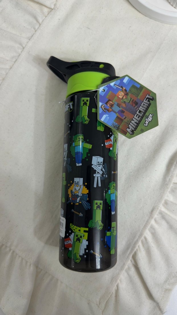 Minecraft Desenli Çocuk Termos Şişe Suluk - Yeşil - Görsel 2