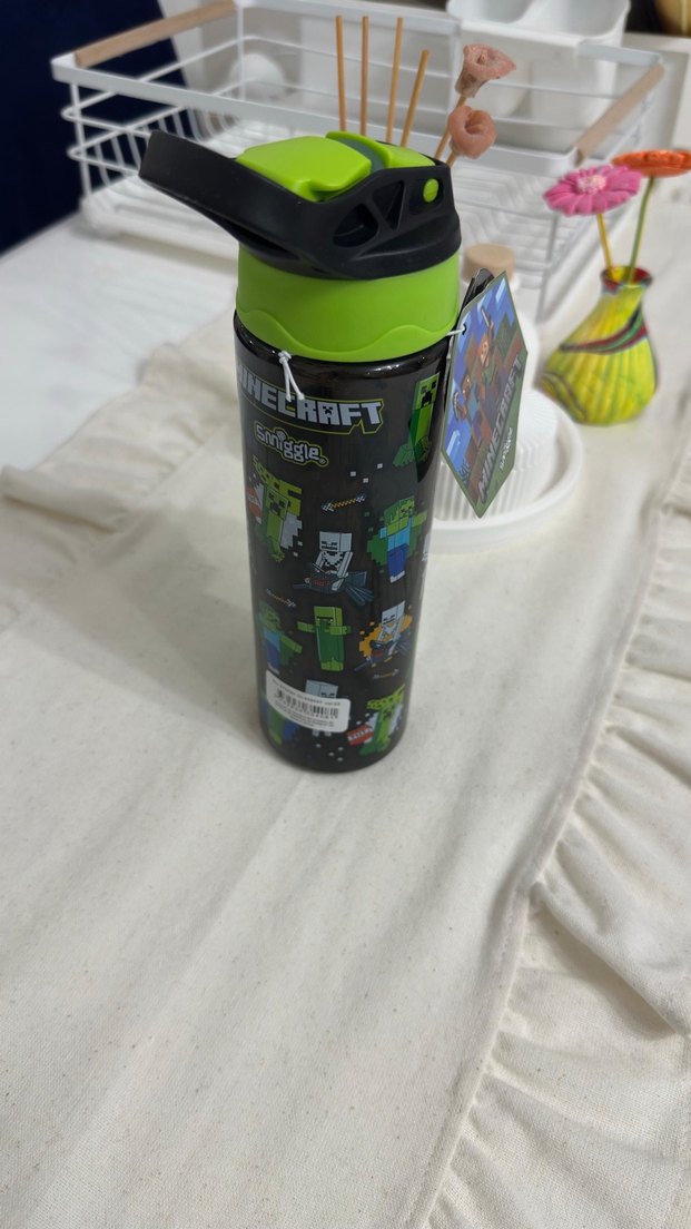 Minecraft Desenli Çocuk Termos Şişe Suluk - Yeşil - Görsel 4