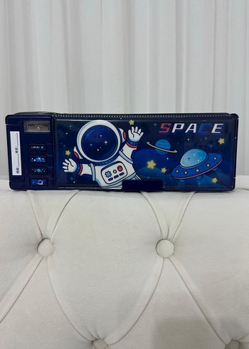 Uzay Temalı Mavi Çocuk Okul Çantası Çok Fonksiyonlu Kalemlik - Görsel 2