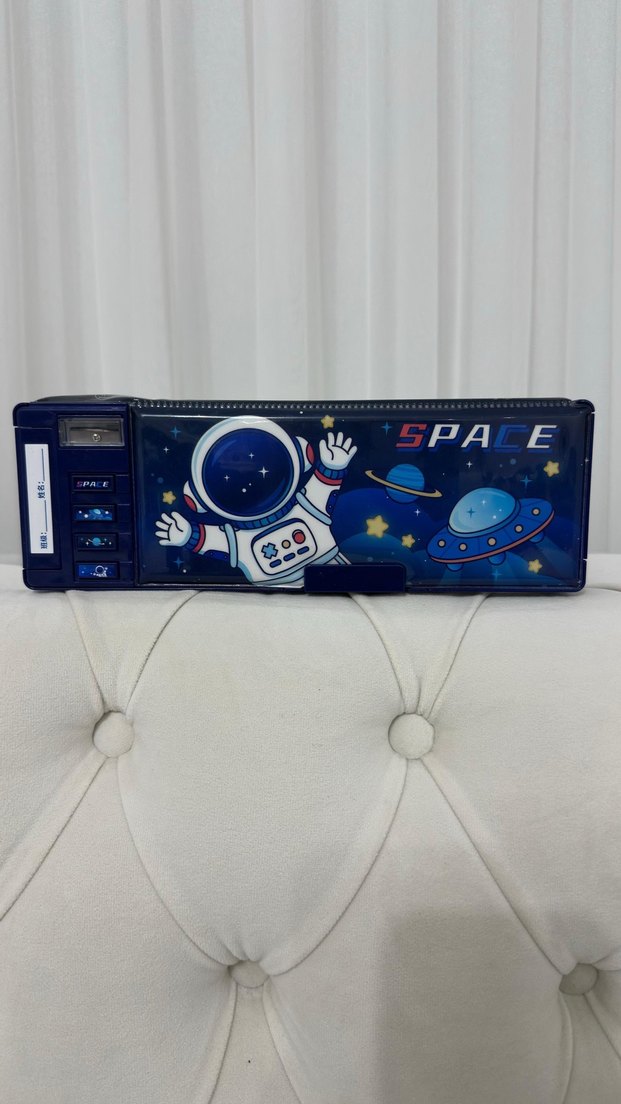 Uzay Temalı Mavi Çocuk Okul Çantası Çok Fonksiyonlu Kalemlik - Görsel 2