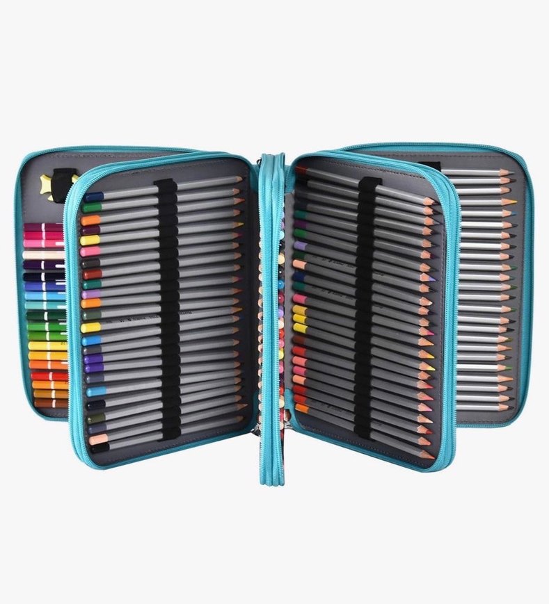 Çok Bölmeli Renkli 184 Parçalı Kalem Kutusu Kalemlik - Görsel 2