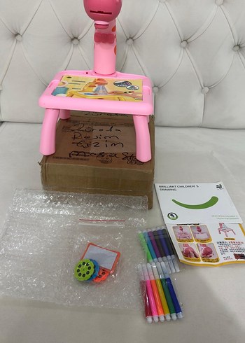 Pembe Dinozor Figürlü Projektör Çizim Eğitim Masası - Görsel 12