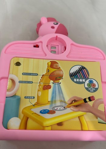 Pembe Dinozor Figürlü Projektör Çizim Eğitim Masası - Görsel 6