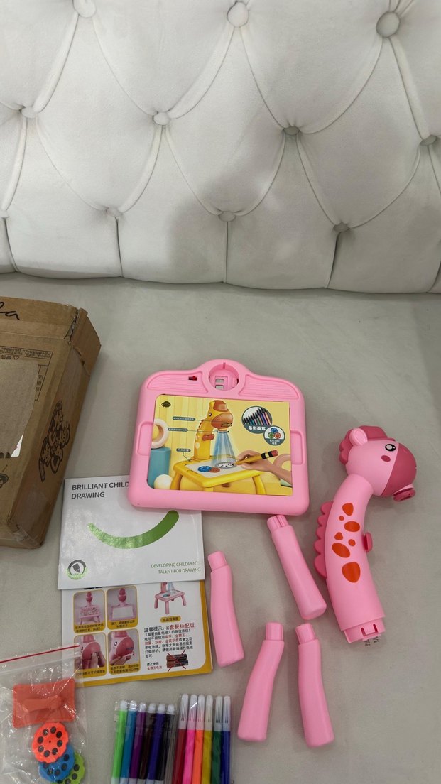 Pembe Dinozor Figürlü Projektör Çizim Eğitim Masası - Görsel 4