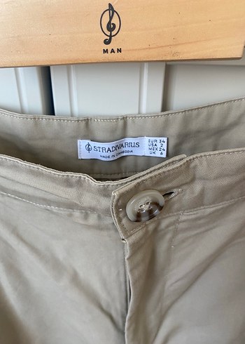 xs Beden Kadın Bej Kemerli Rahat Kesim Pantolon