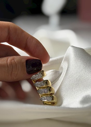 Parlak Yılan Desenli Altın Midi earcuff - Görsel 2