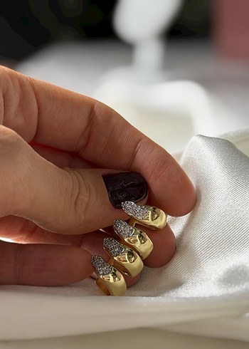 Parlak Yılan Desenli Altın Midi earcuff - Görsel 3