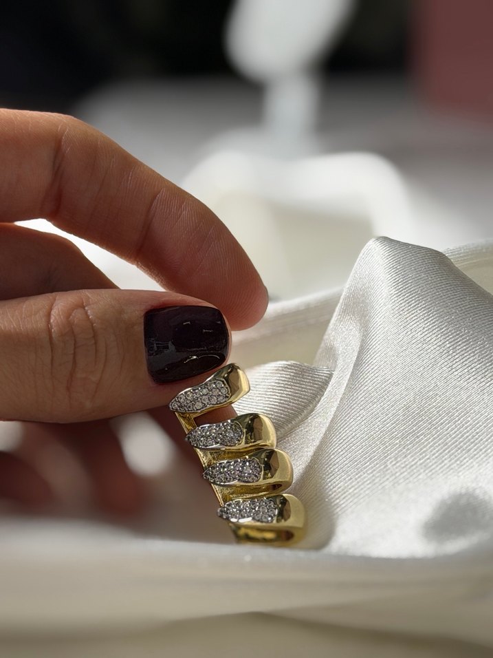 Parlak Yılan Desenli Altın Midi earcuff - Görsel 2