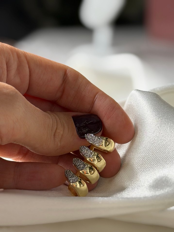 Parlak Yılan Desenli Altın Midi earcuff - Görsel 3