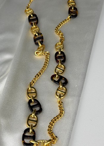 Zincir Detaylı Altın Renk Uzun Kolye - Görsel 5