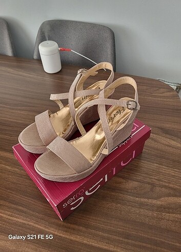 Dolgu topuk abiye sandalet  - Görsel 7