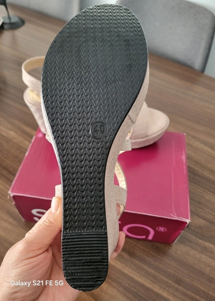 Dolgu topuk abiye sandalet  - Görsel 3