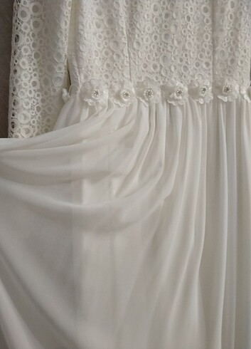 38 Beden beyaz Renk Tesettür nikah elbisesi beyaz #dantellinikahelbisesi