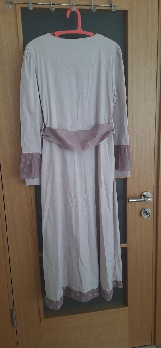 yazlık pamuklu incecik kumaştan elbise  pudra renk - Görsel 2