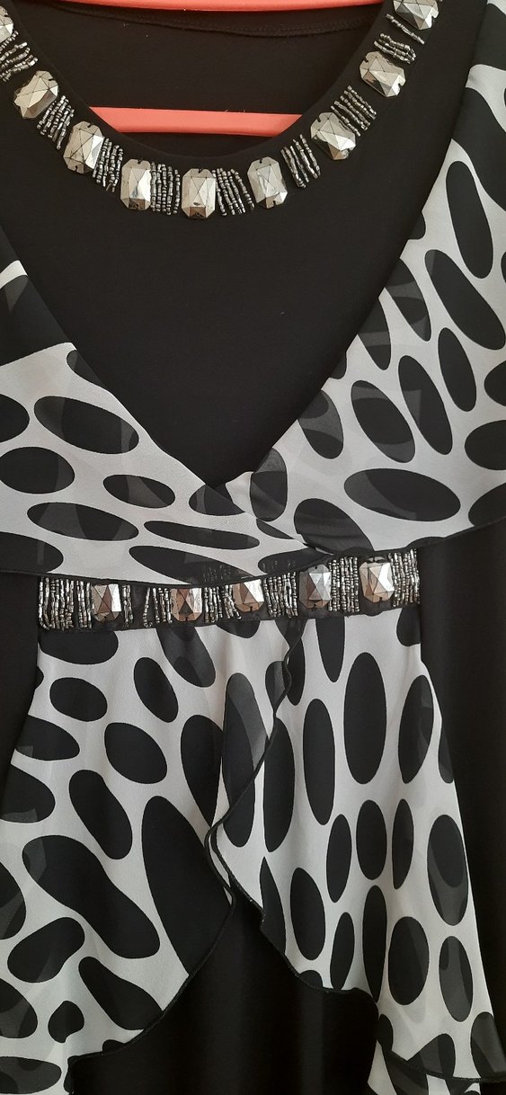 Zebra Desenli Uzun Siyah Kadın Elbise - Görsel 4