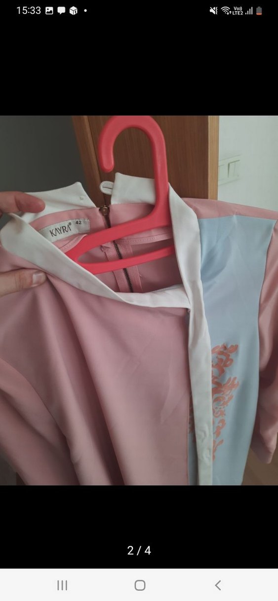 Pembe ve Mavi Nakışlı Uzun Kadın Tunik kayra marka - Görsel 2