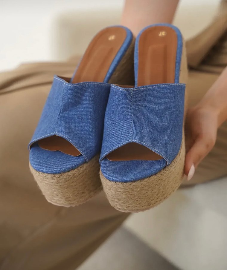 Mavi Denim Dolgu Topuklu Kadın Terlik - Görsel 3