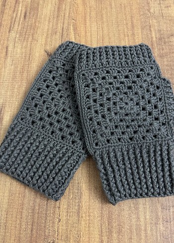 Gri Örgü Bohem Kadın Eldiveni - Görsel 4