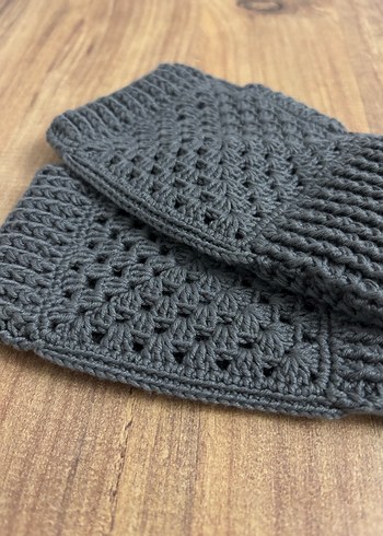 Gri Örgü Bohem Kadın Eldiveni - Görsel 5