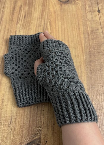 Gri Örgü Bohem Kadın Eldiveni - Görsel 3