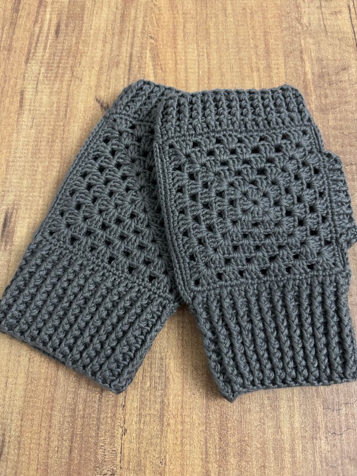 Gri Örgü Bohem Kadın Eldiveni - Görsel 4