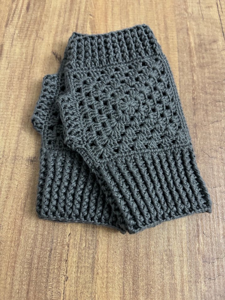 Gri Örgü Bohem Kadın Eldiveni - Görsel 2