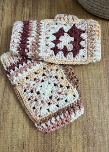 Bej Bohem Örgü Kadın Eldiven - Görsel 3