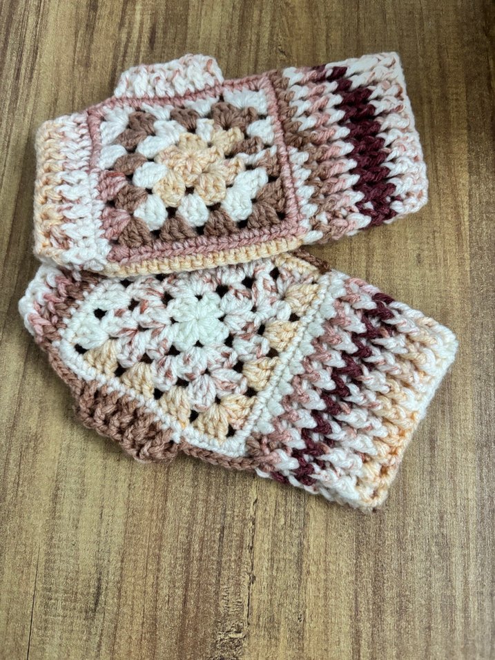 Bej Bohem Örgü Kadın Eldiven - Görsel 2