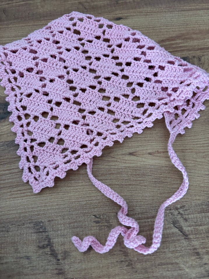 Pembe Dantel Örgü Bohem Kadın Fuları - Görsel 2