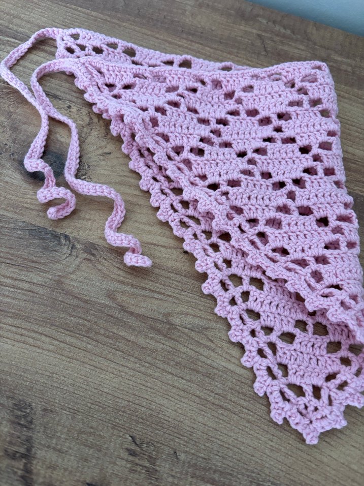 Pembe Dantel Örgü Bohem Kadın Fuları - Görsel 3