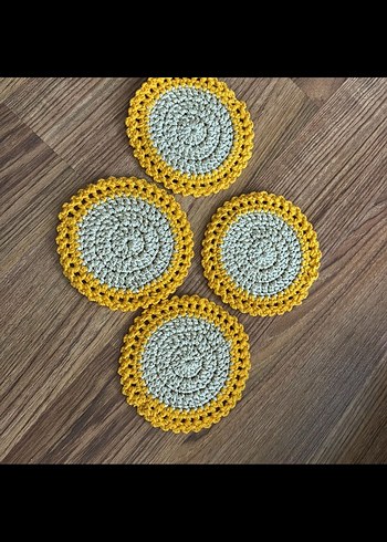 Bohem Tarzı Örgü Bardak Altlıkları Seti - Görsel 4