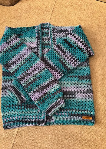 Bohem Çok Renkli Örgü Hırka - Görsel 2