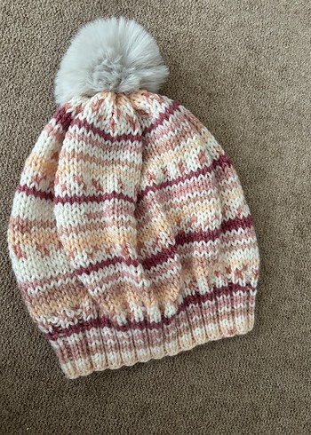 Kadın Bohem Tarzı Pastel Renkli Örgü Bere - Görsel 2