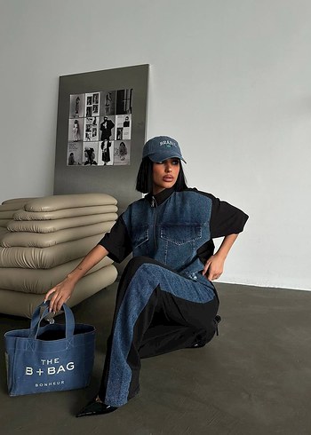 Diğer Siyah Koyu Denim Rahat Kesim Kadın Pantolon