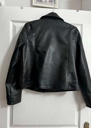 Siyah Deri Biker Ceket Kadın - Görsel 3