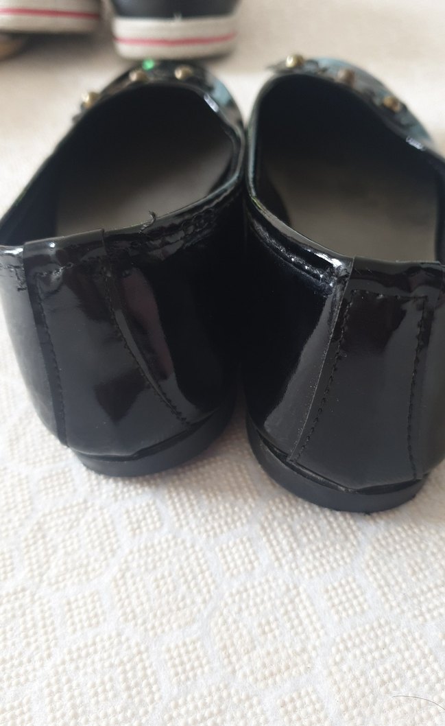 Kız Çocuk Siyah Kemerli Çiçekli Babet - Görsel 3