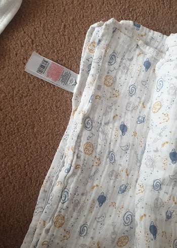 Nakışlı Beyaz Pamuk Bebek Battaniyesi - Görsel 5